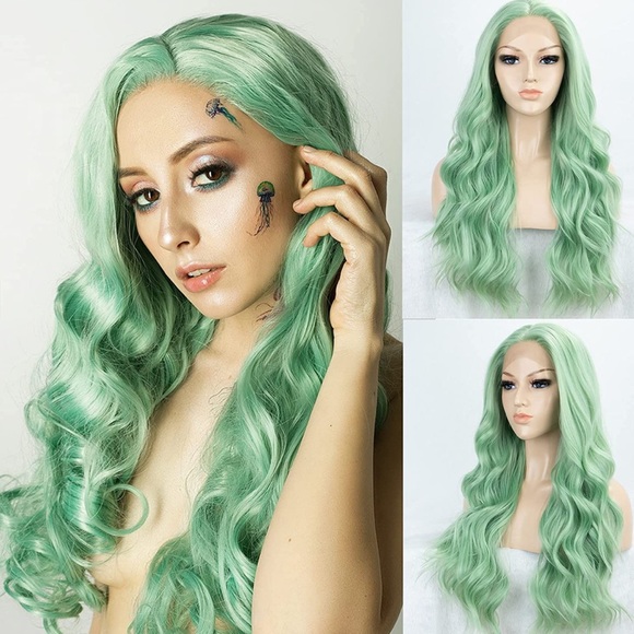 - 22” MINT GREENWAVYLACE FRONT WIG*NEW*🆕